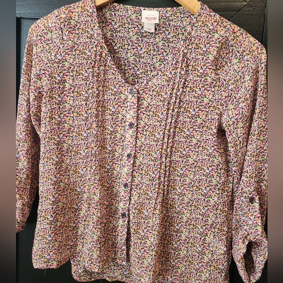 Mossimo Supply Co. Tops - Mossimo Floral Sheer Blouse Button Down~size XS